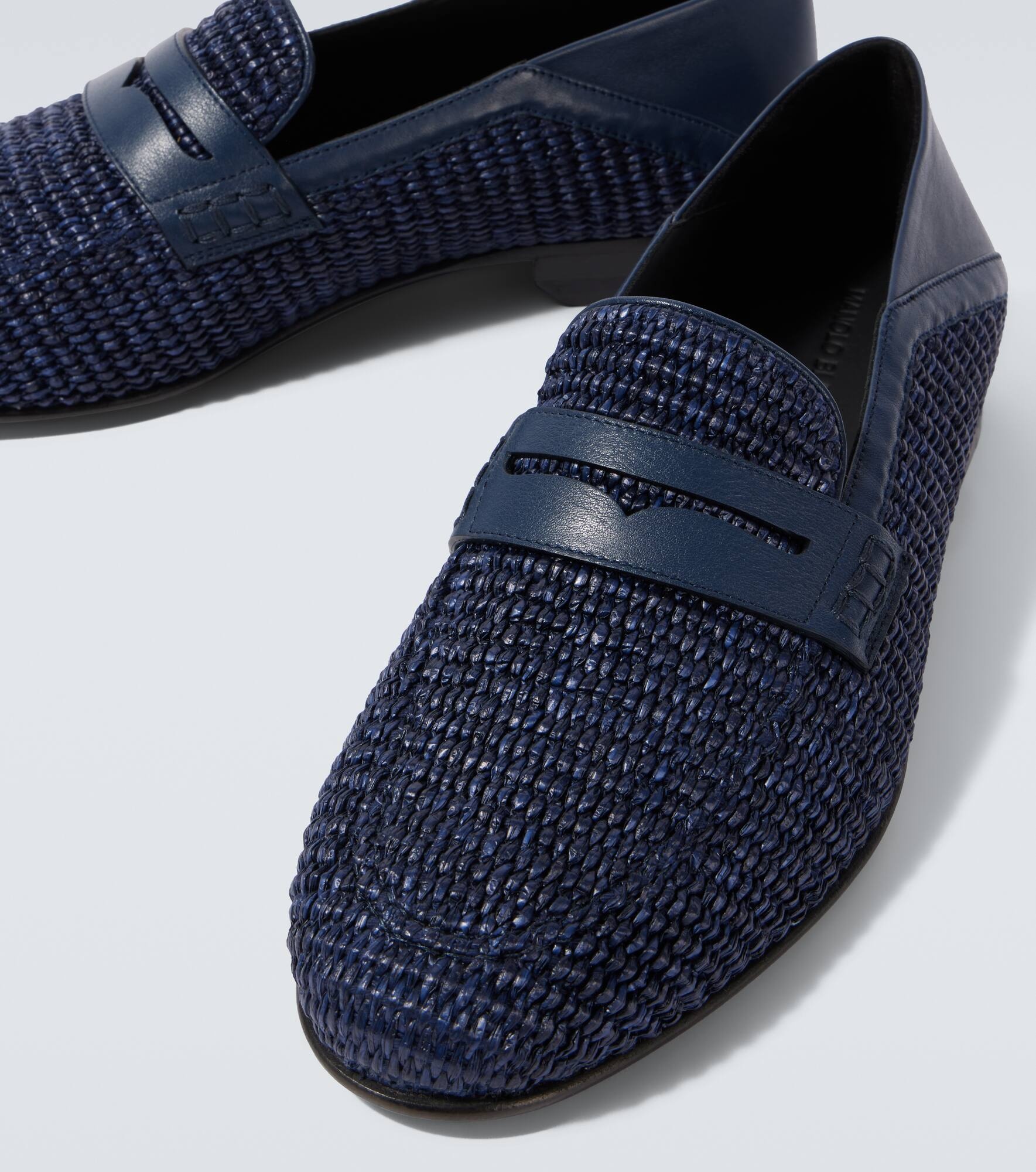 Padstow raffia and leather penny loafers - 3