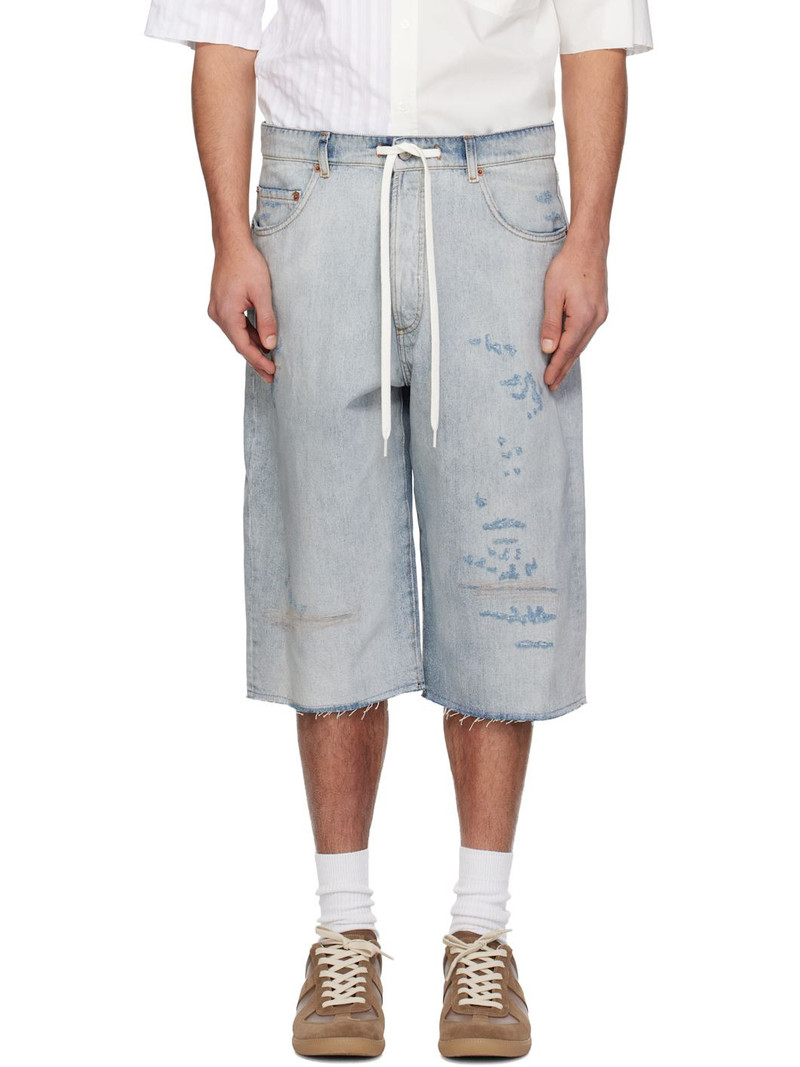 Blue Drawstring Denim Shorts 1