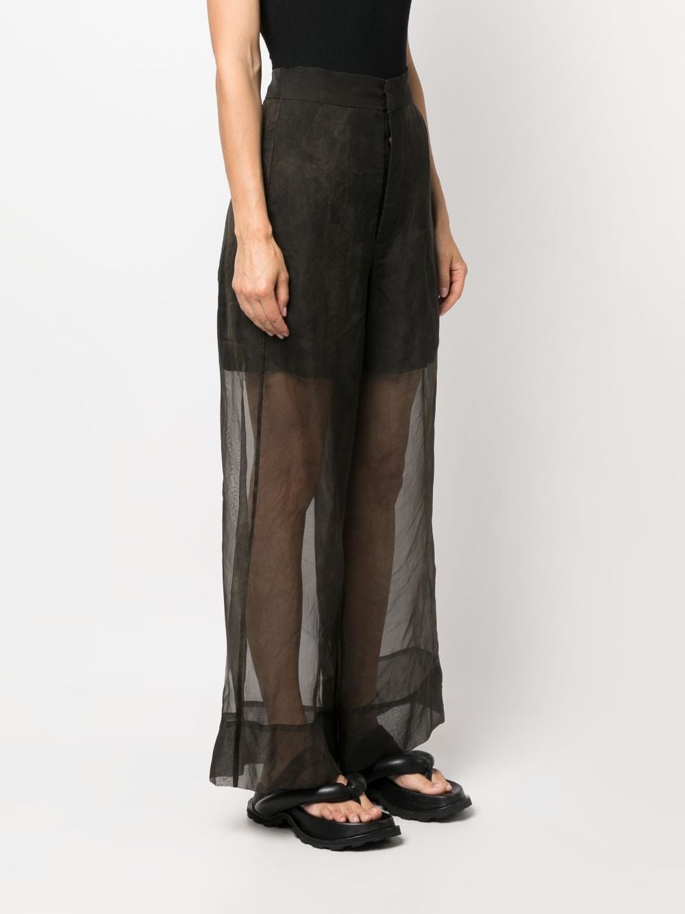 layered sheer-design silk trousers - 3