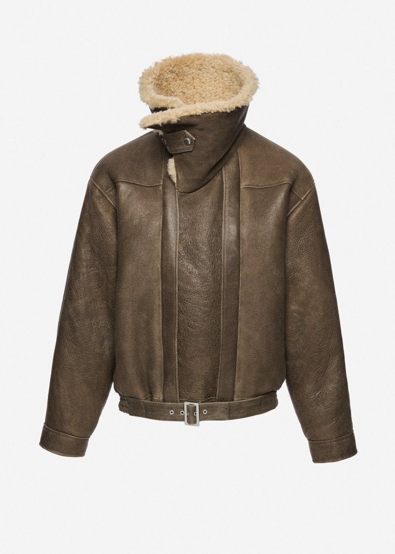 Shearling aviator jacket in brown 1