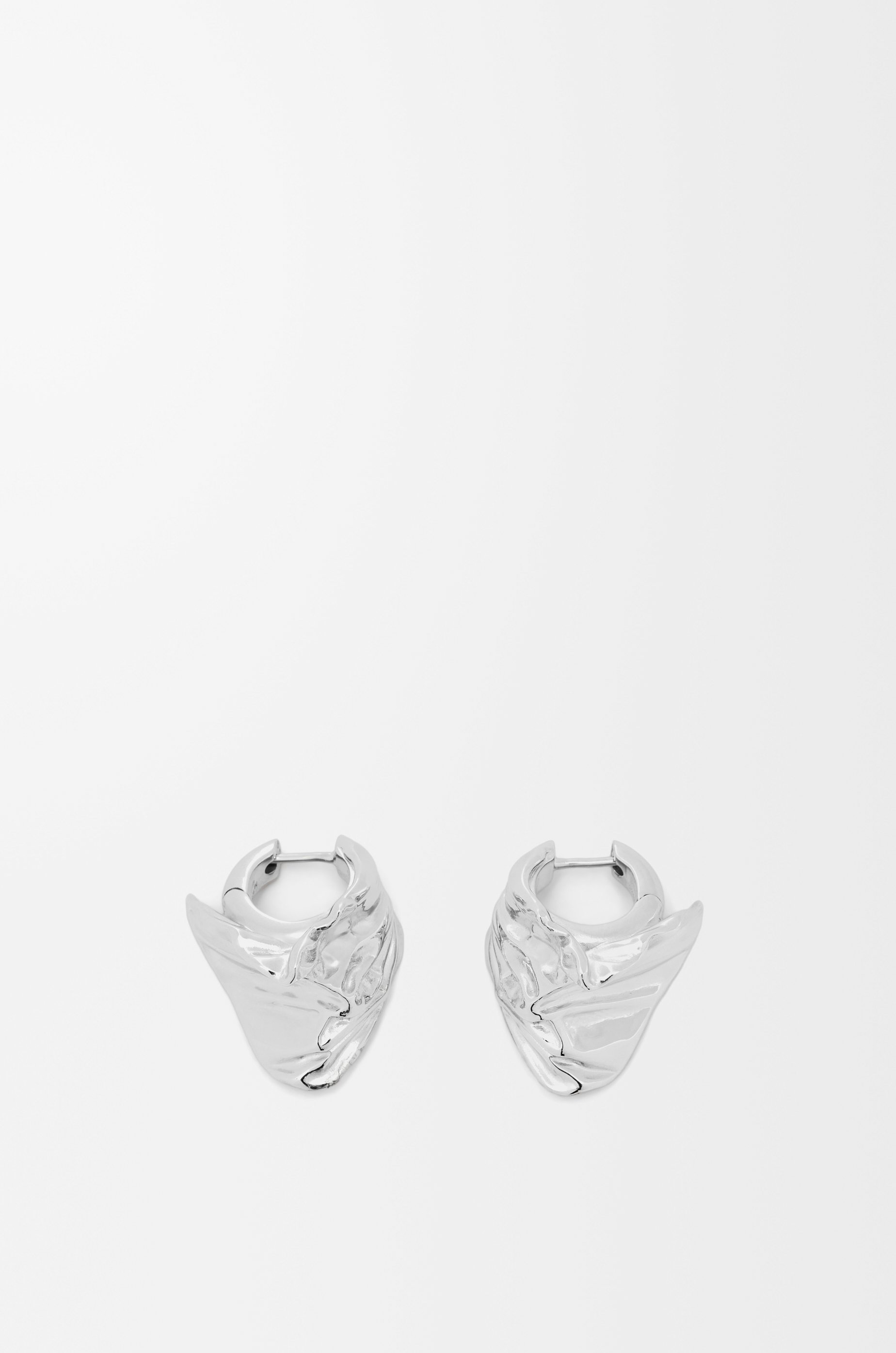 Pleated Fan hoop earrings in sterling silver - 3