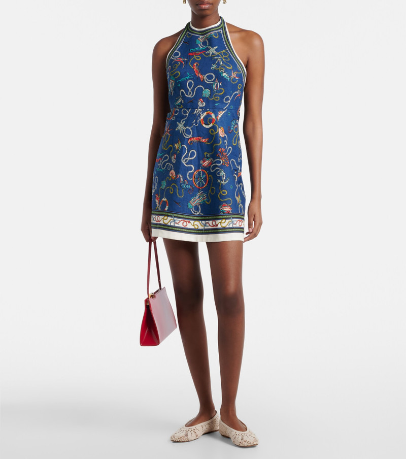 ALÉMAIS Cove printed halterneck linen minidress outlook