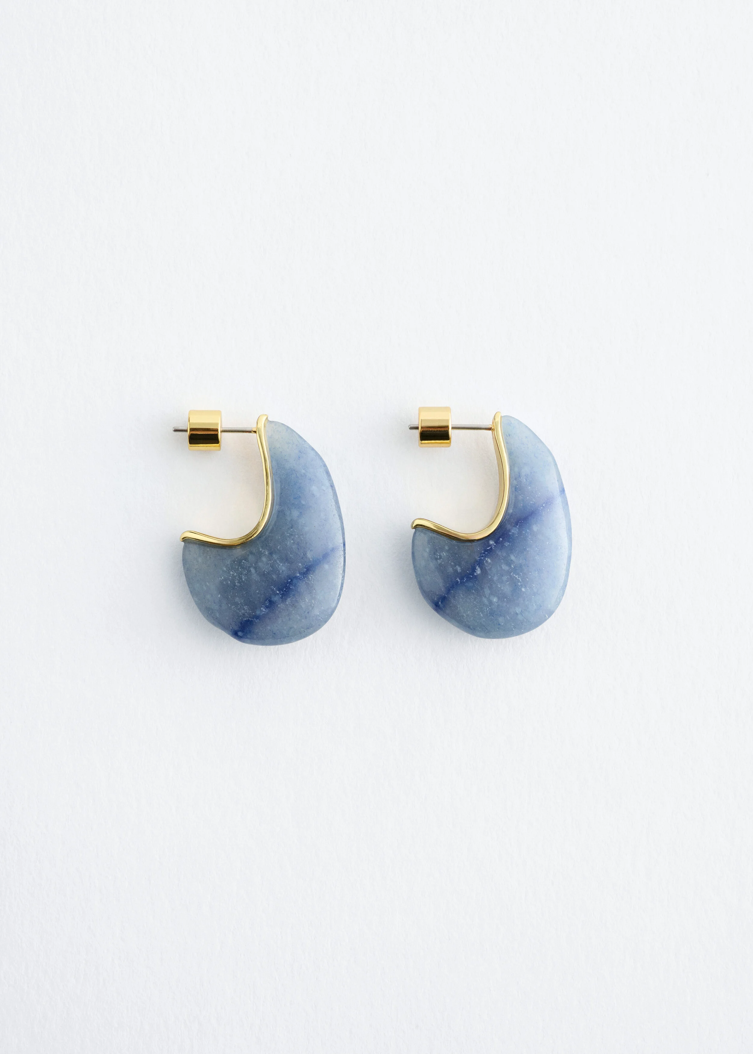 Aventurine Quartz Half-Hoop Earrings - 1
