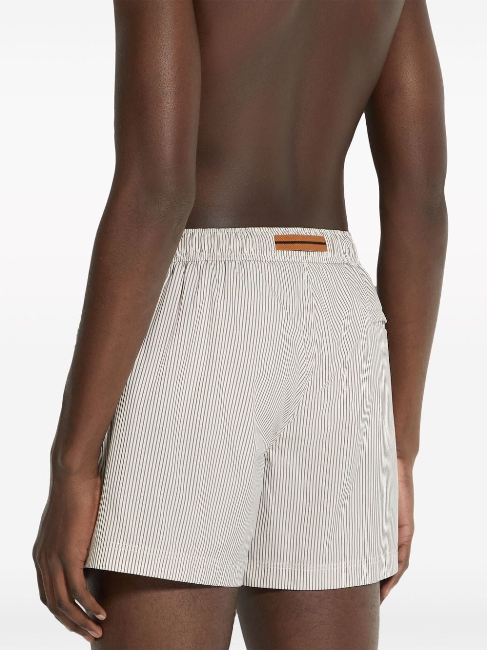 logo-embroidered striped swim shorts - 4