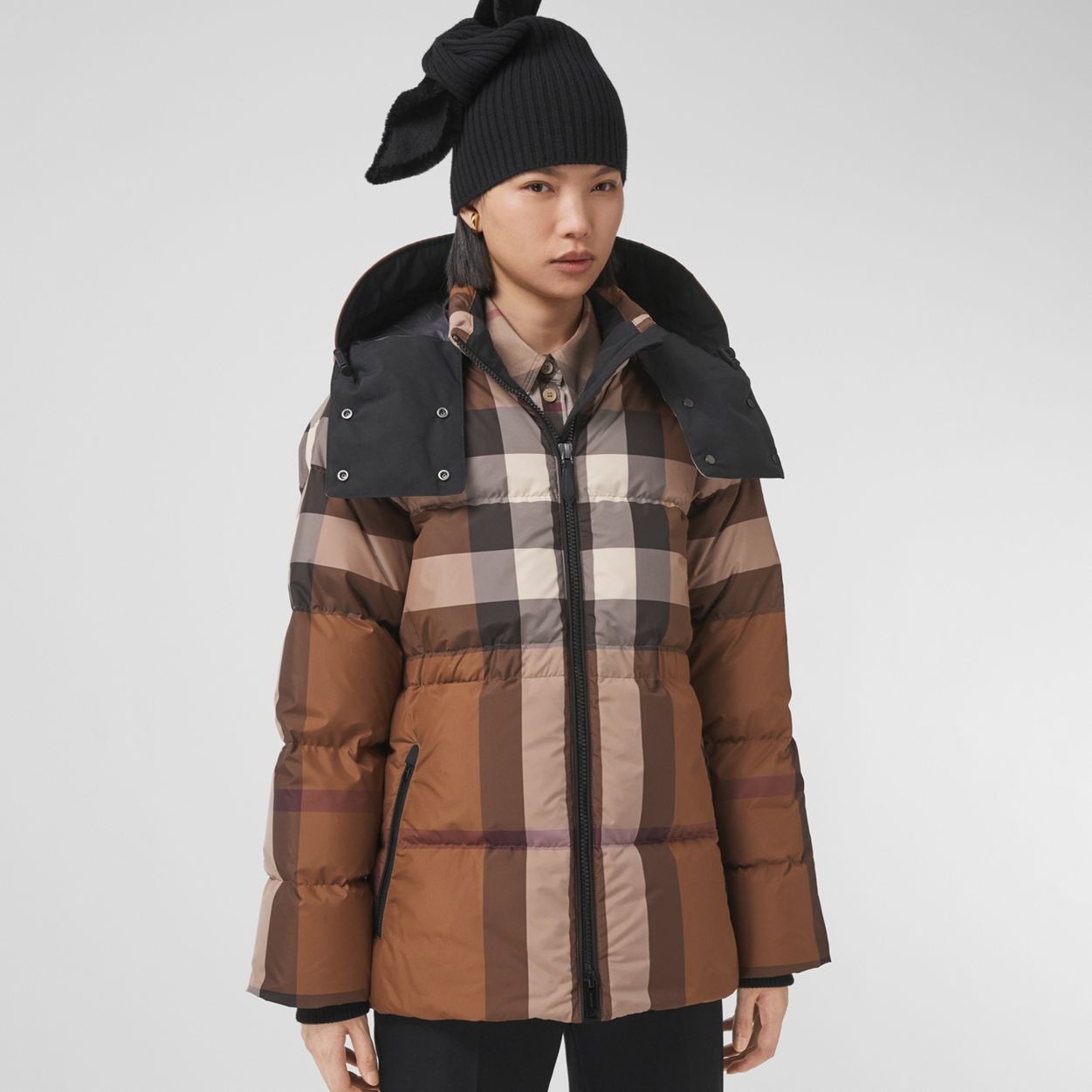 Detachable Hood Check Puffer Jacket - 8