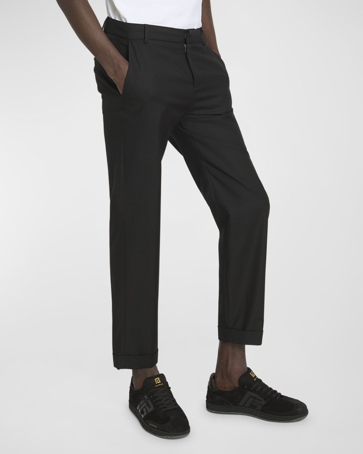 Men's Tailored Wool Straight-Leg Pants - 6