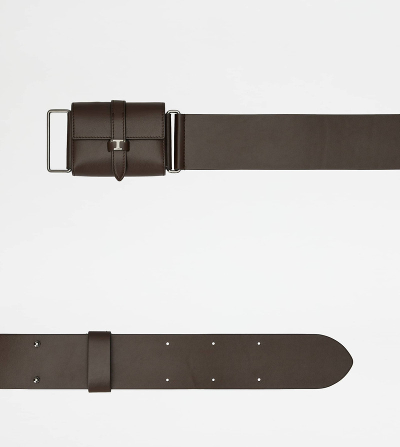 BELT WITH MICRO BAG IN LEATHER - BROWN 3