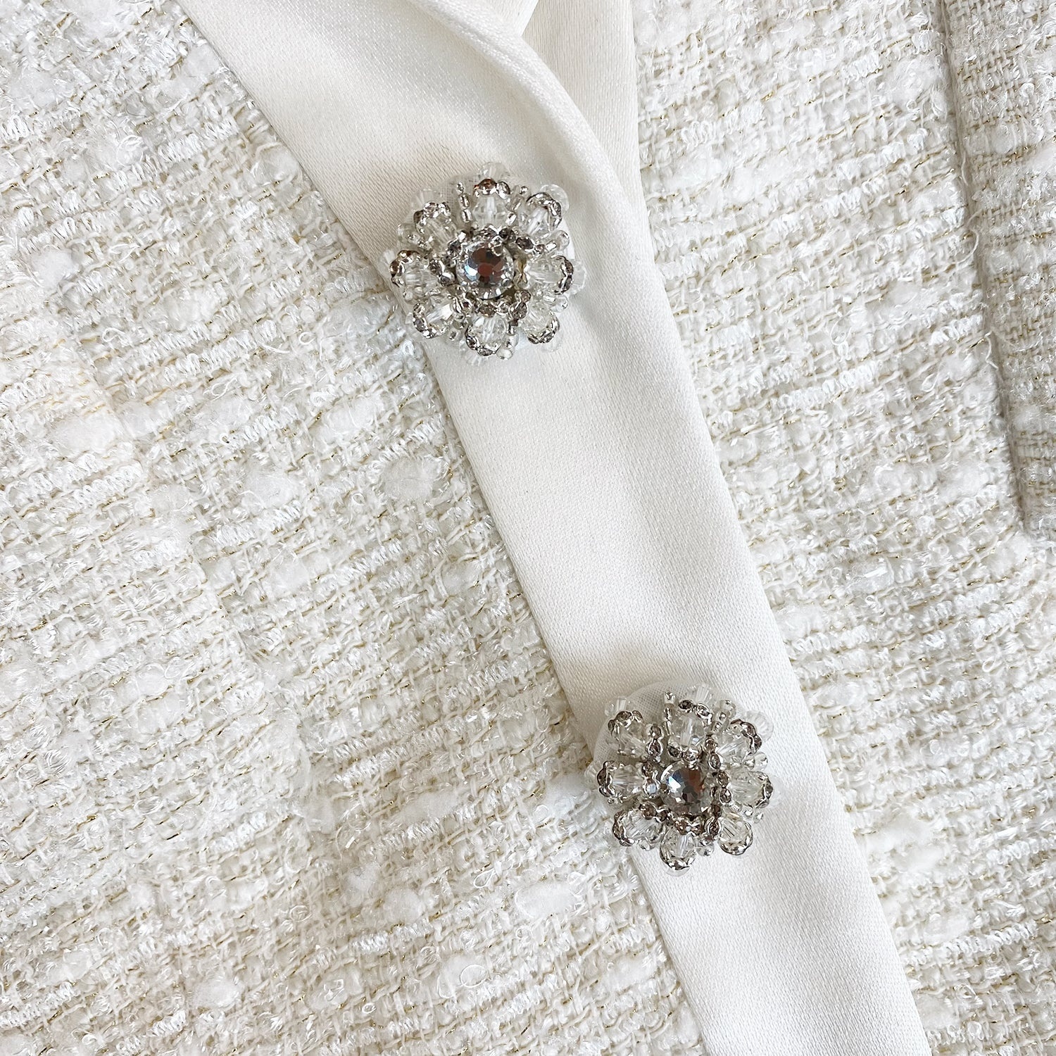 White Boucle Crop Jacket - 5