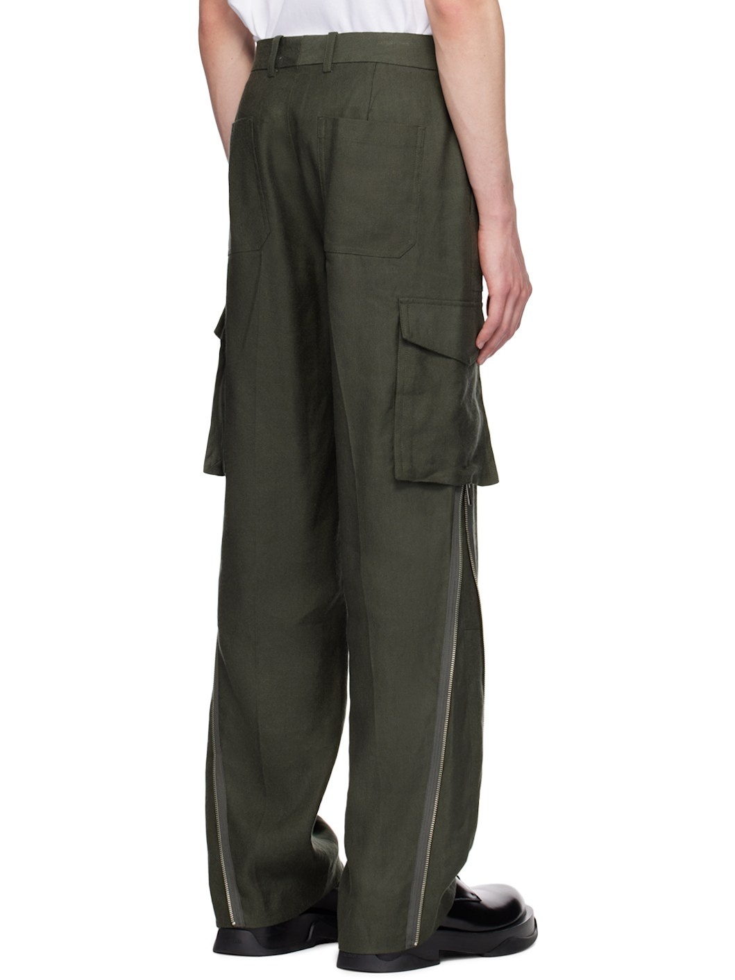 Khaki Expansion Panel Cargo Pants - 3