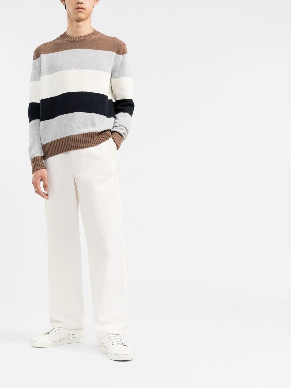 striped crew-neck jumper - 2