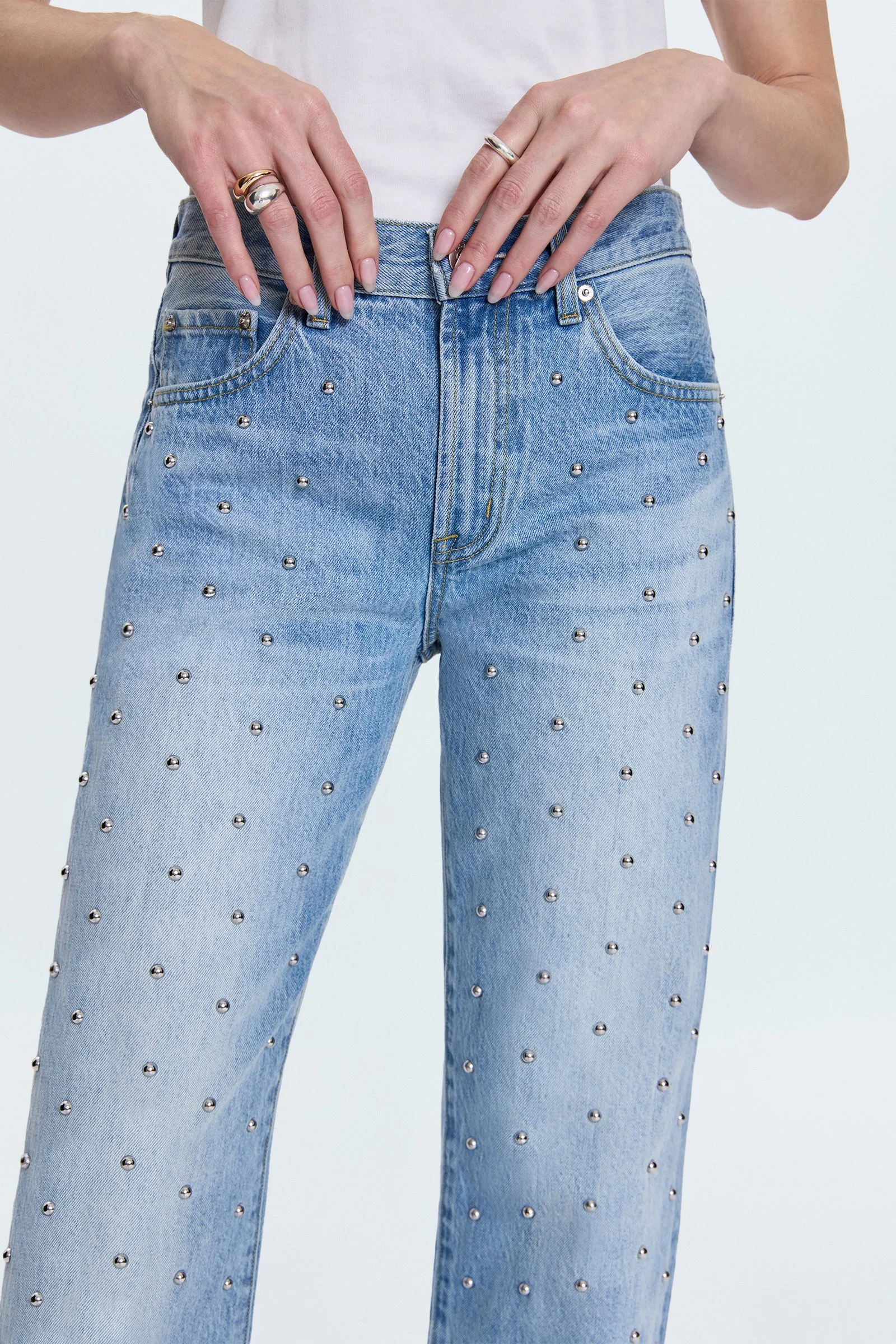 LEXI MID RISE BOWED STRAIGHT JEAN - ARIES - 1