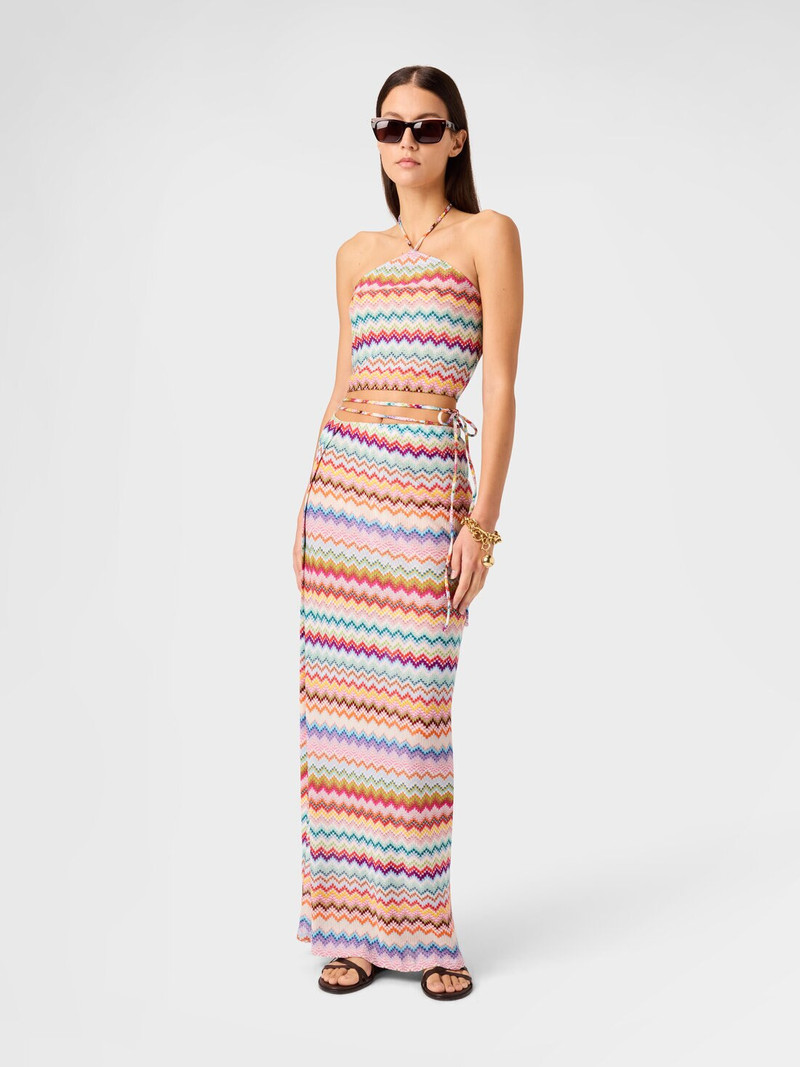 Missoni Long pareo skirt in lamé viscose with pixel-effect zigzag pattern outlook