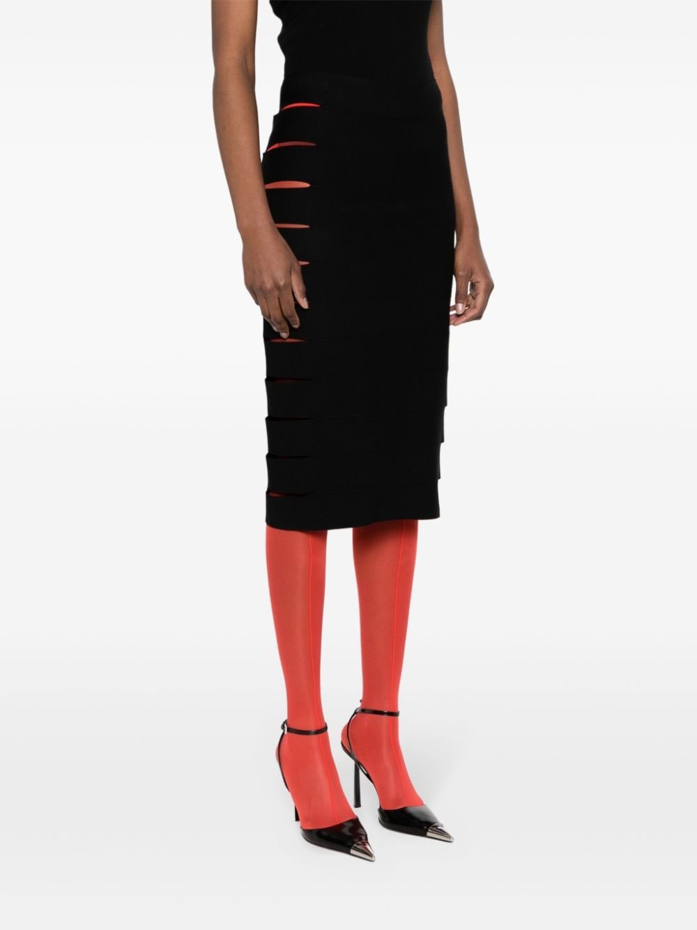 cut-out band midi skirt - 3