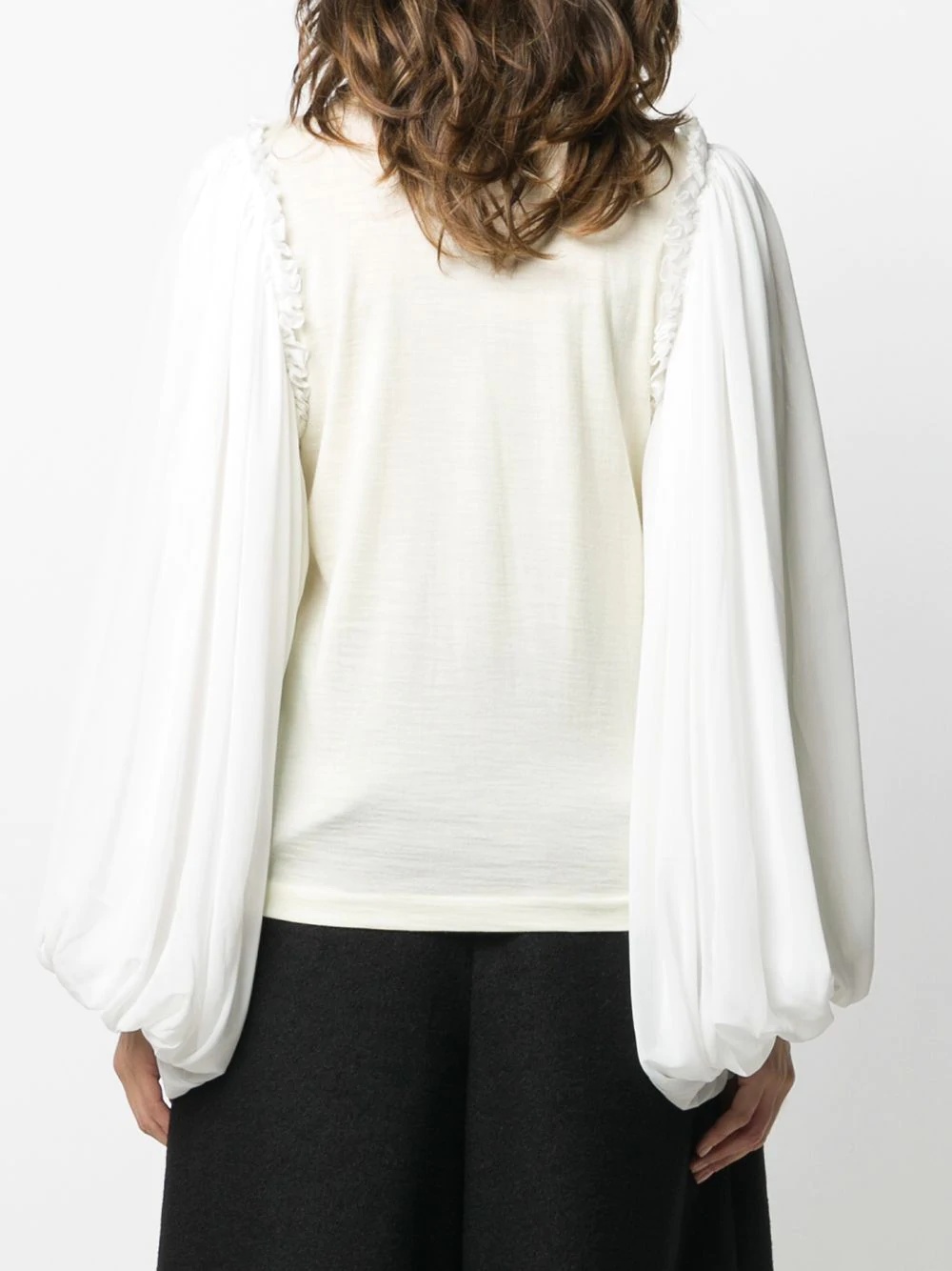 pleat sleeve T-shirt - 4