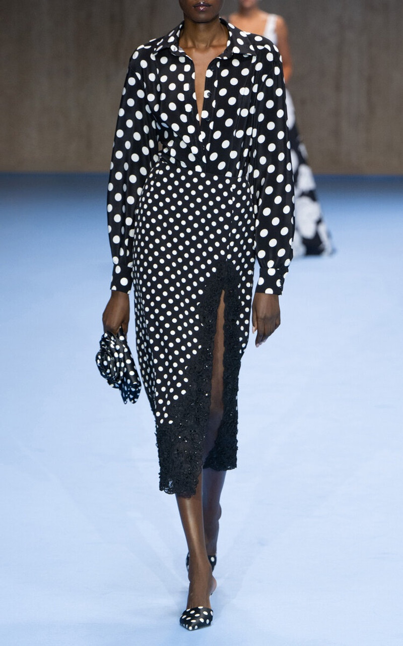 CAROLINA HERRERA Embellished Silk Midi Skirt black/white outlook