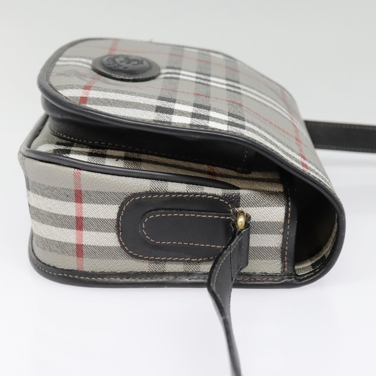 Burberry Nova Check Shoulder Bag Pvc Leather Gray Gold - 6