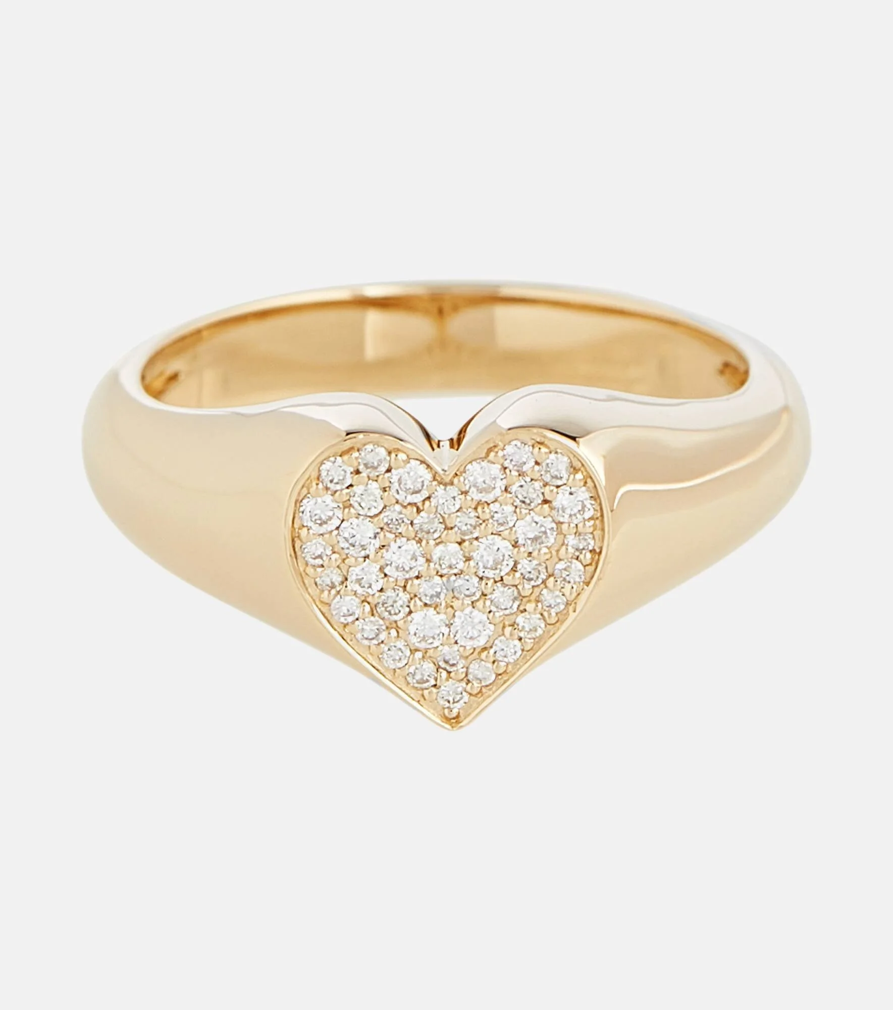 14kt yellow gold heart ring with diamonds - 1