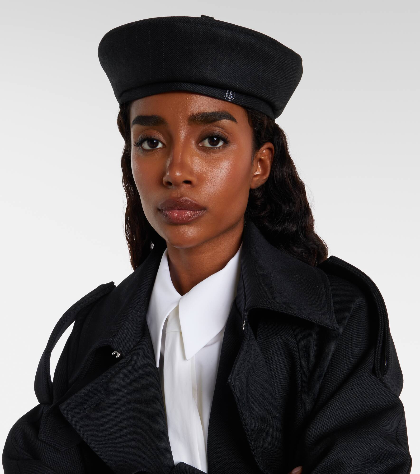 Pinstriped wool-blend beret - 2
