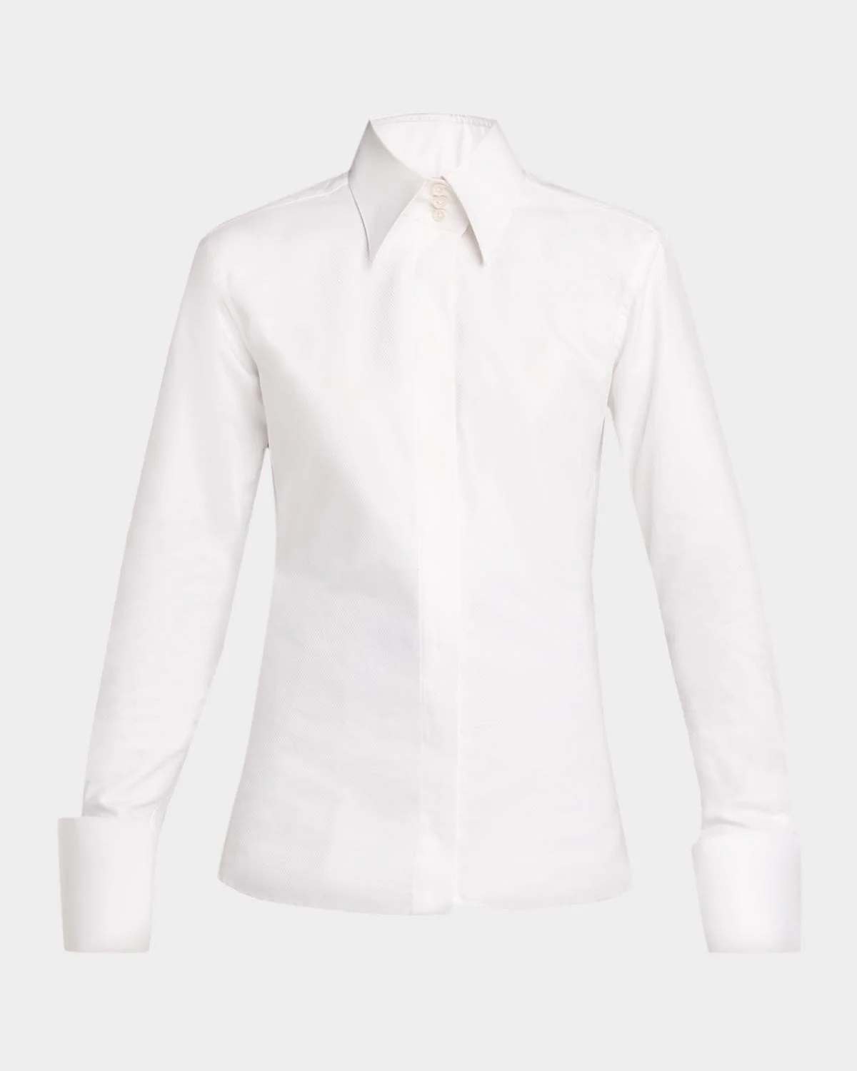 Standard Collar Long-Sleeve Cotton Shirt - 1