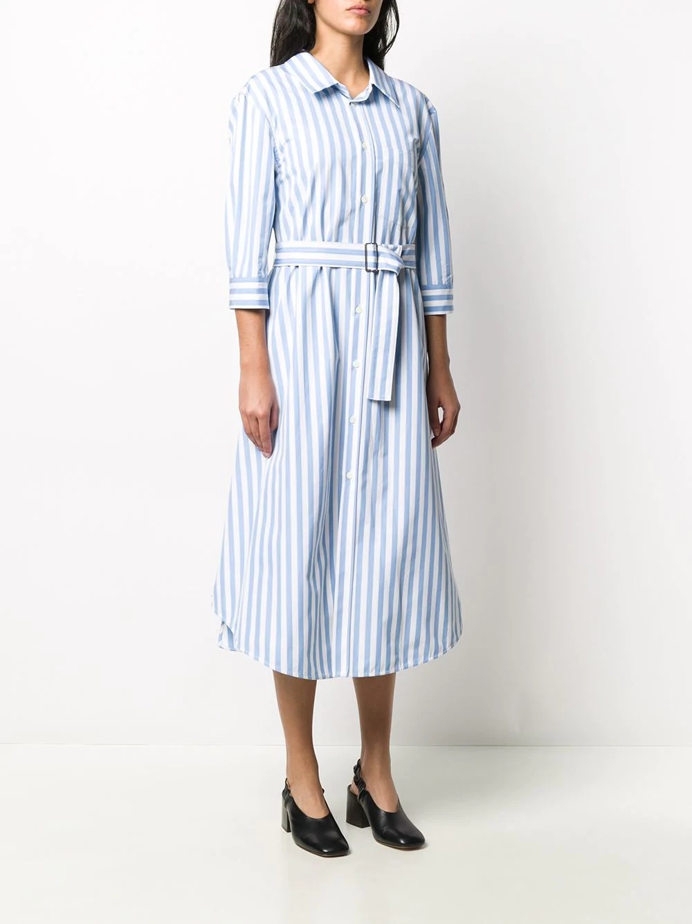 stripe belted cotton shirt dress - 3