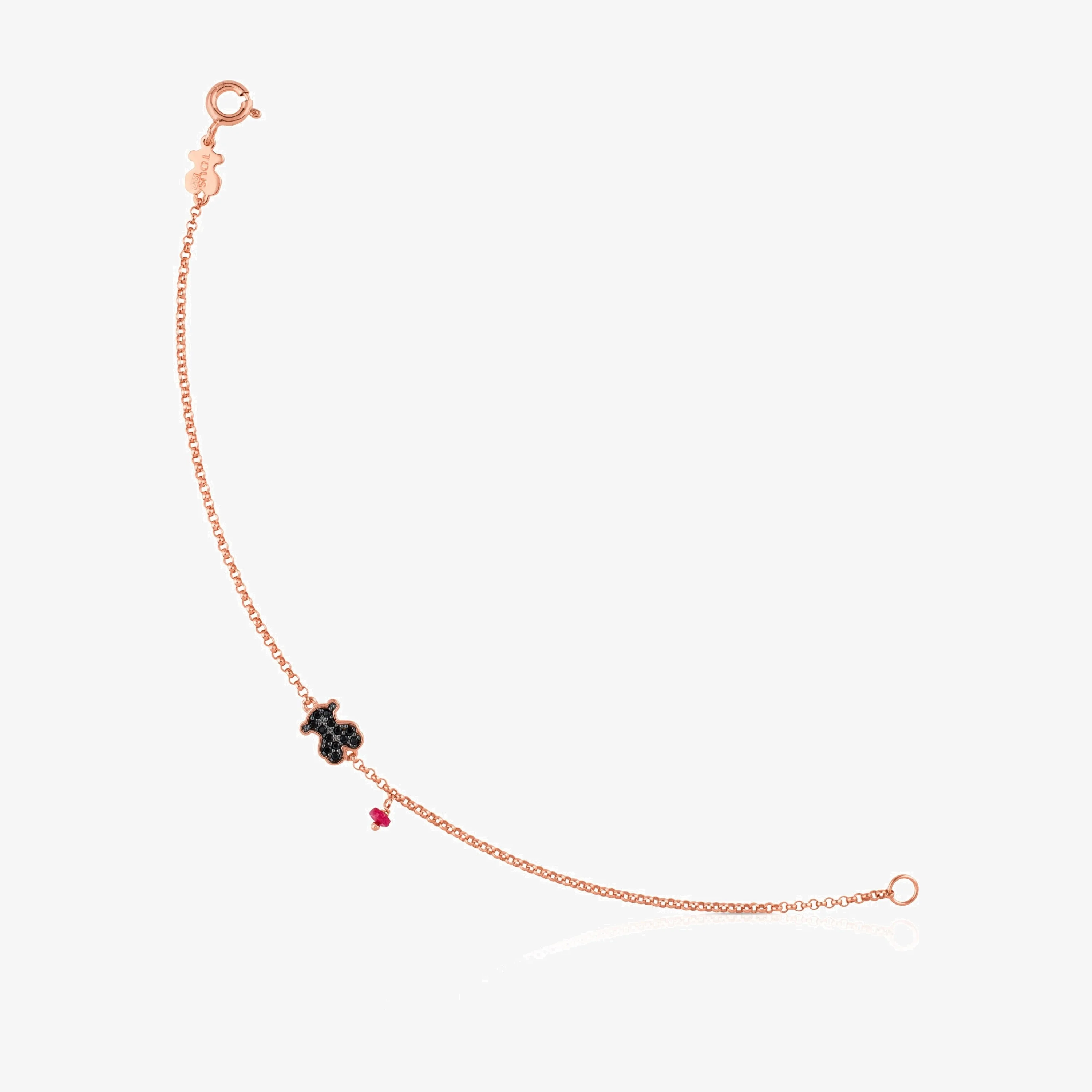 Rose 18K gold vermeil TOUS Motif Bracelet with spinel and ruby Bear motif - 1