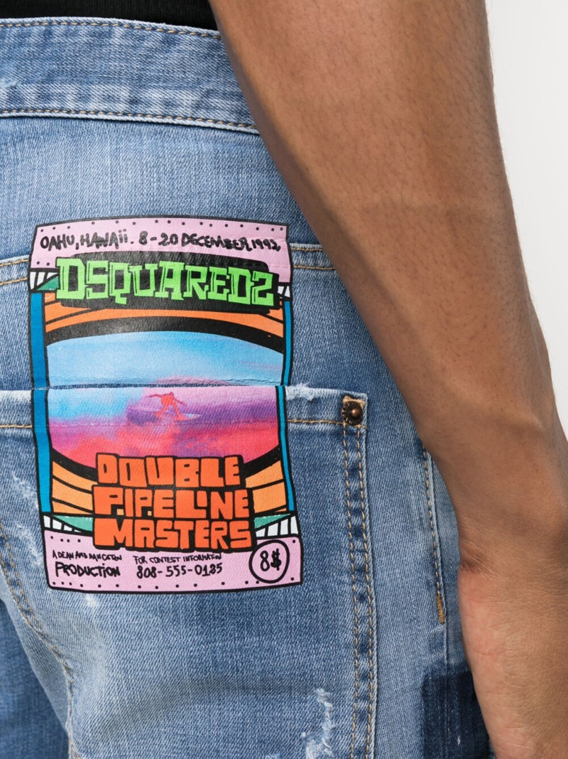 logo-print light-wash jeans 5