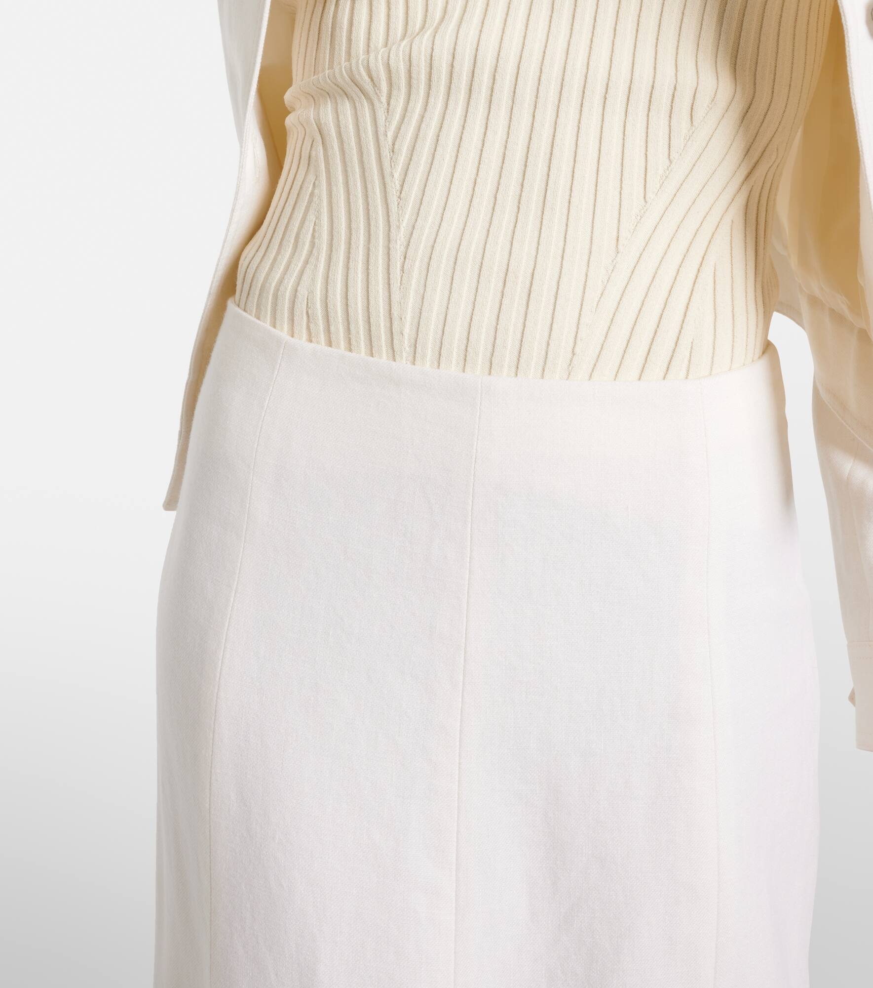 Amy linen, wool and silk midi skirt - 4