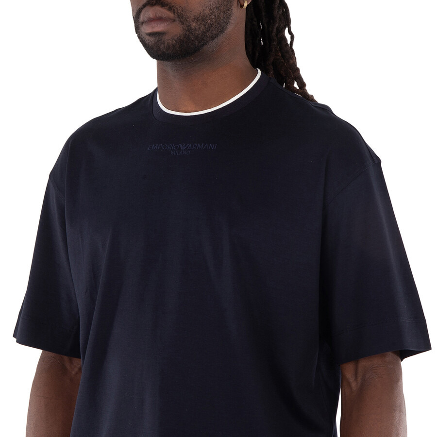 Emporio Armani Navy Logo Embroidered T-Shirt - 2