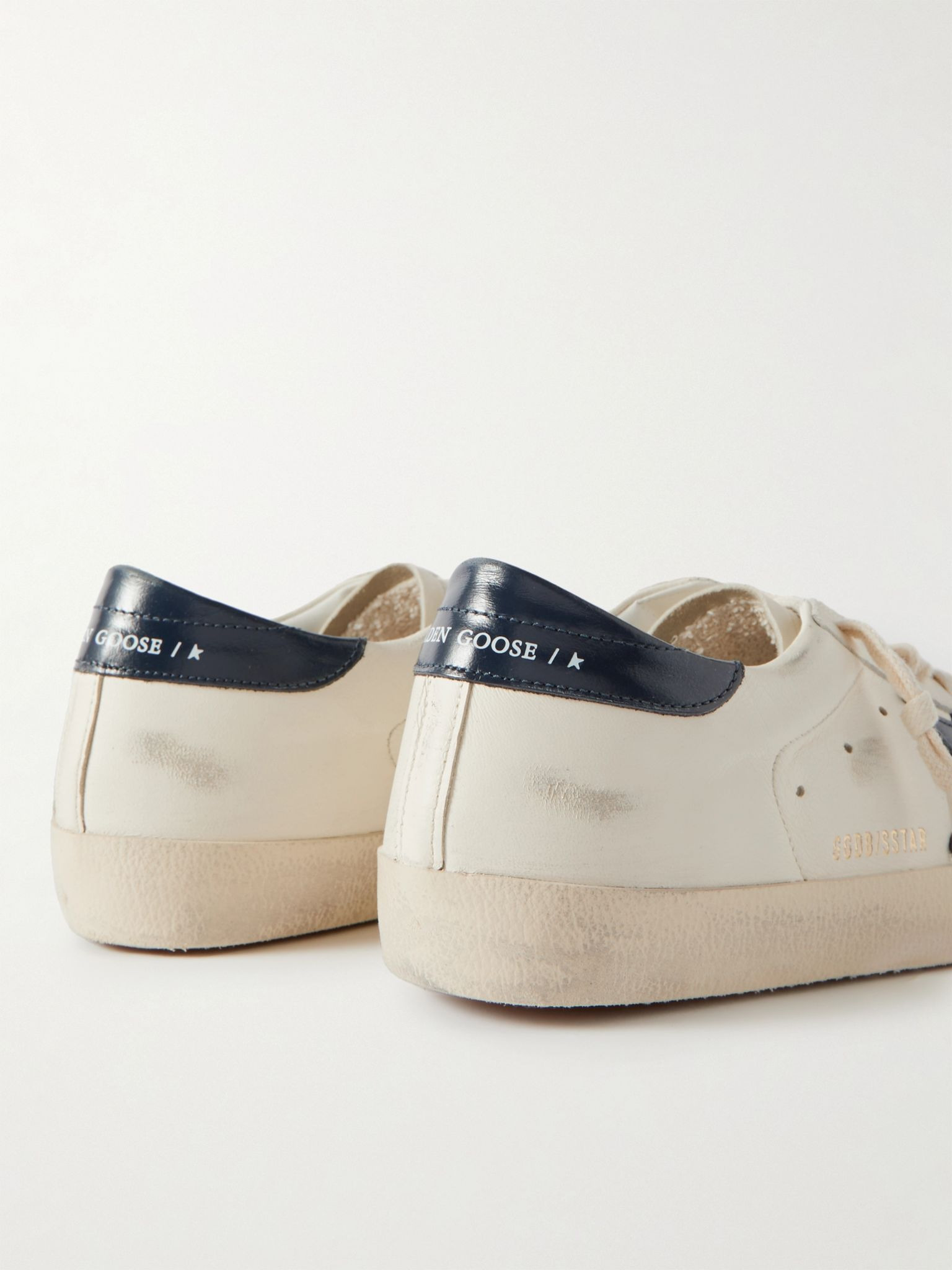 Superstar Distressed Leather Sneakers Cream - 4