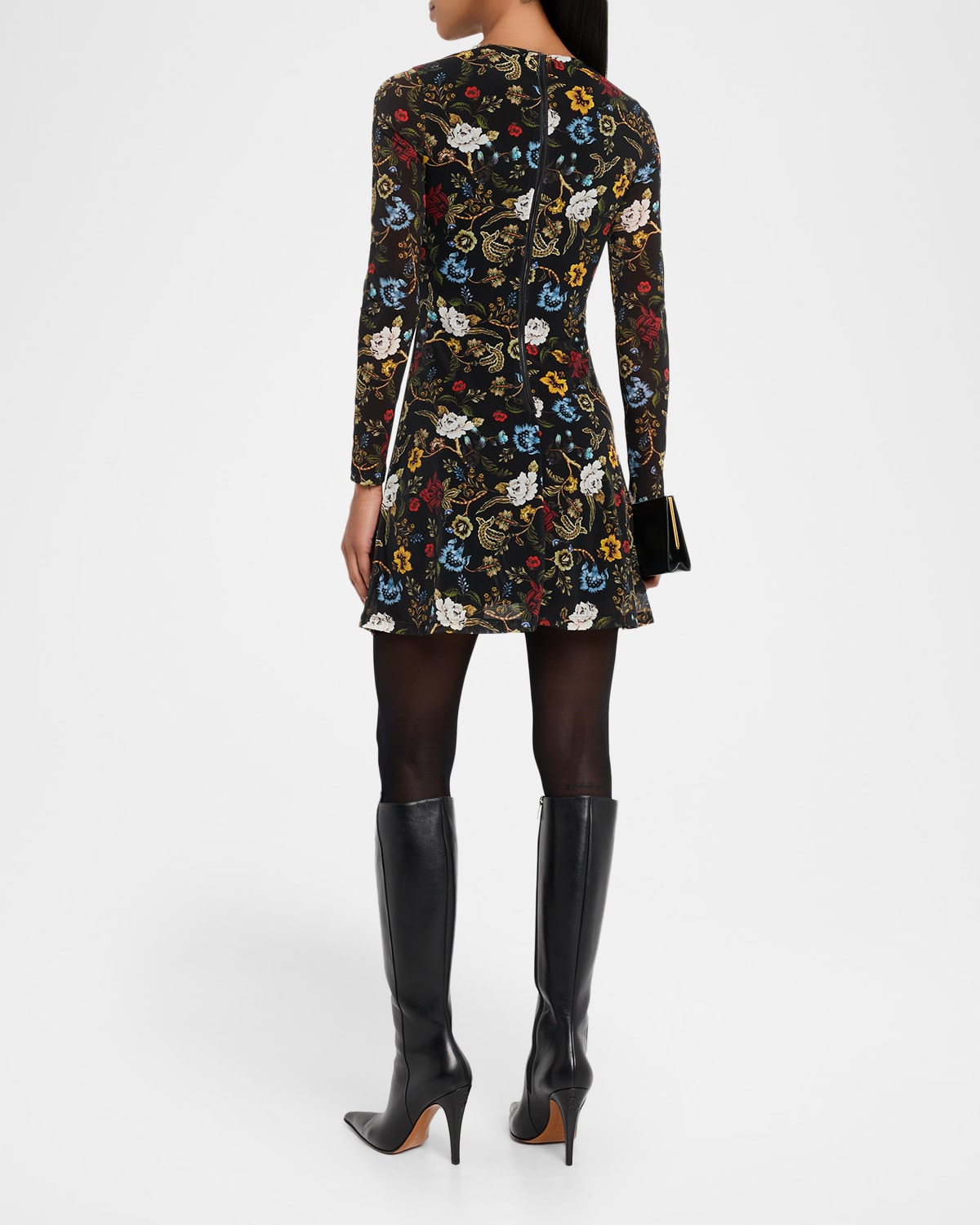 Delora Long-Sleeve Mesh Mini Dress - 3