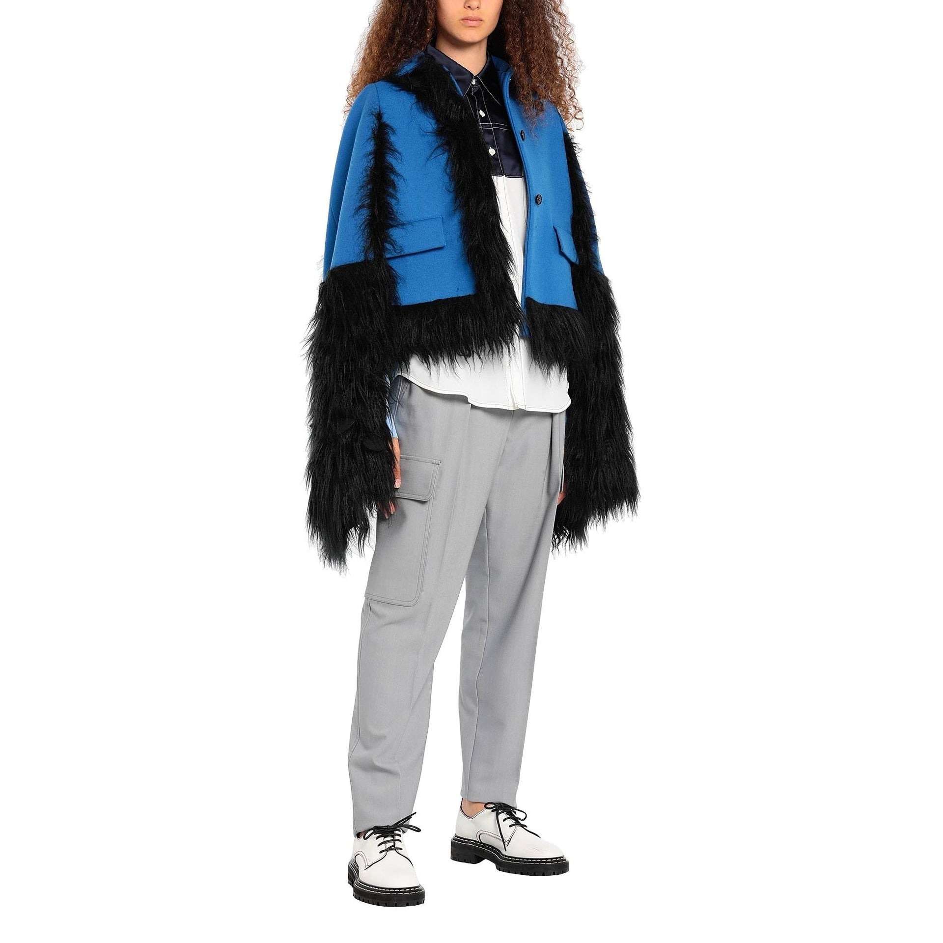 Maison Margiela Faux Fur Trimmed Cape Jacket Women - 2
