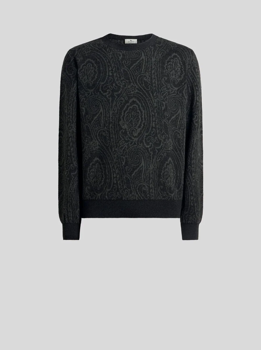 WOOL-BLEND JACQUARD SWEATER WITH ARNICA MOTIF - 1