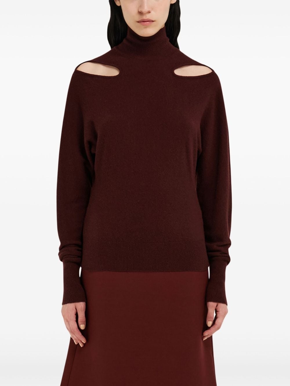 mock-neck cut-out jumper - 3