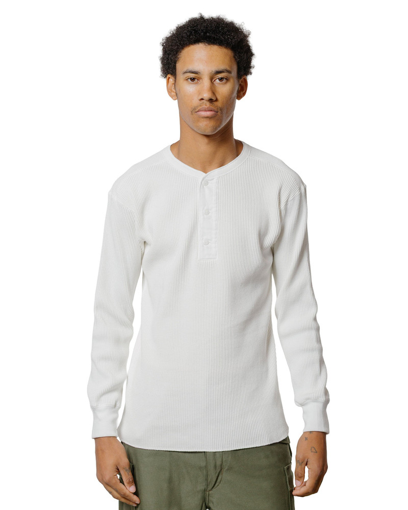 The Real McCoys MC24122 Waffle Thermal Henley Undershirt L/S White outlook