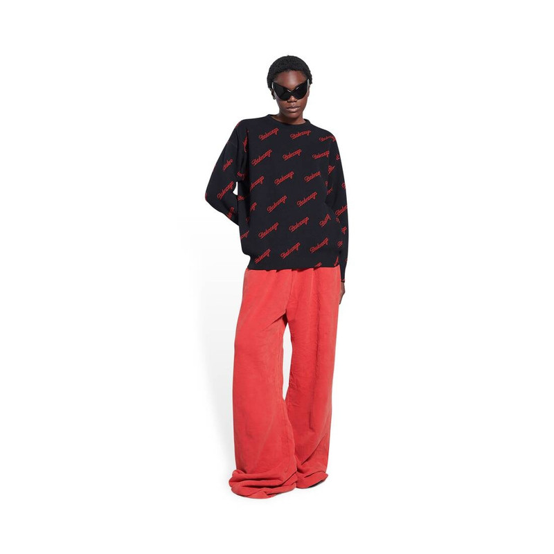BALENCIAGA Women's Allover Script Logo Sweater  in Black outlook