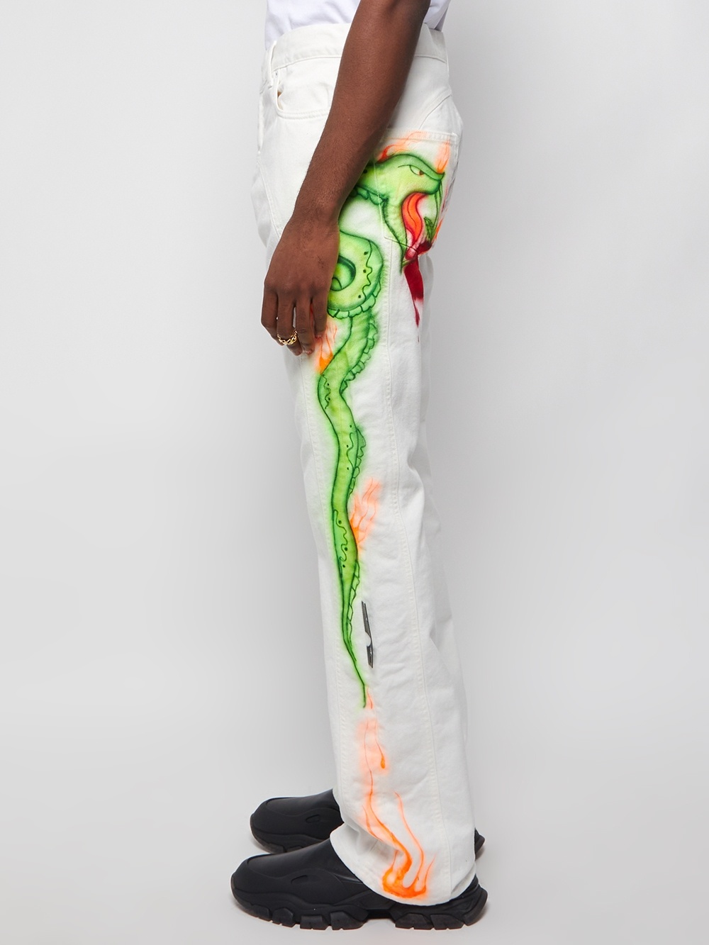 X Babybrush Flare-leg Contour Jeans White Green And Orange - 6