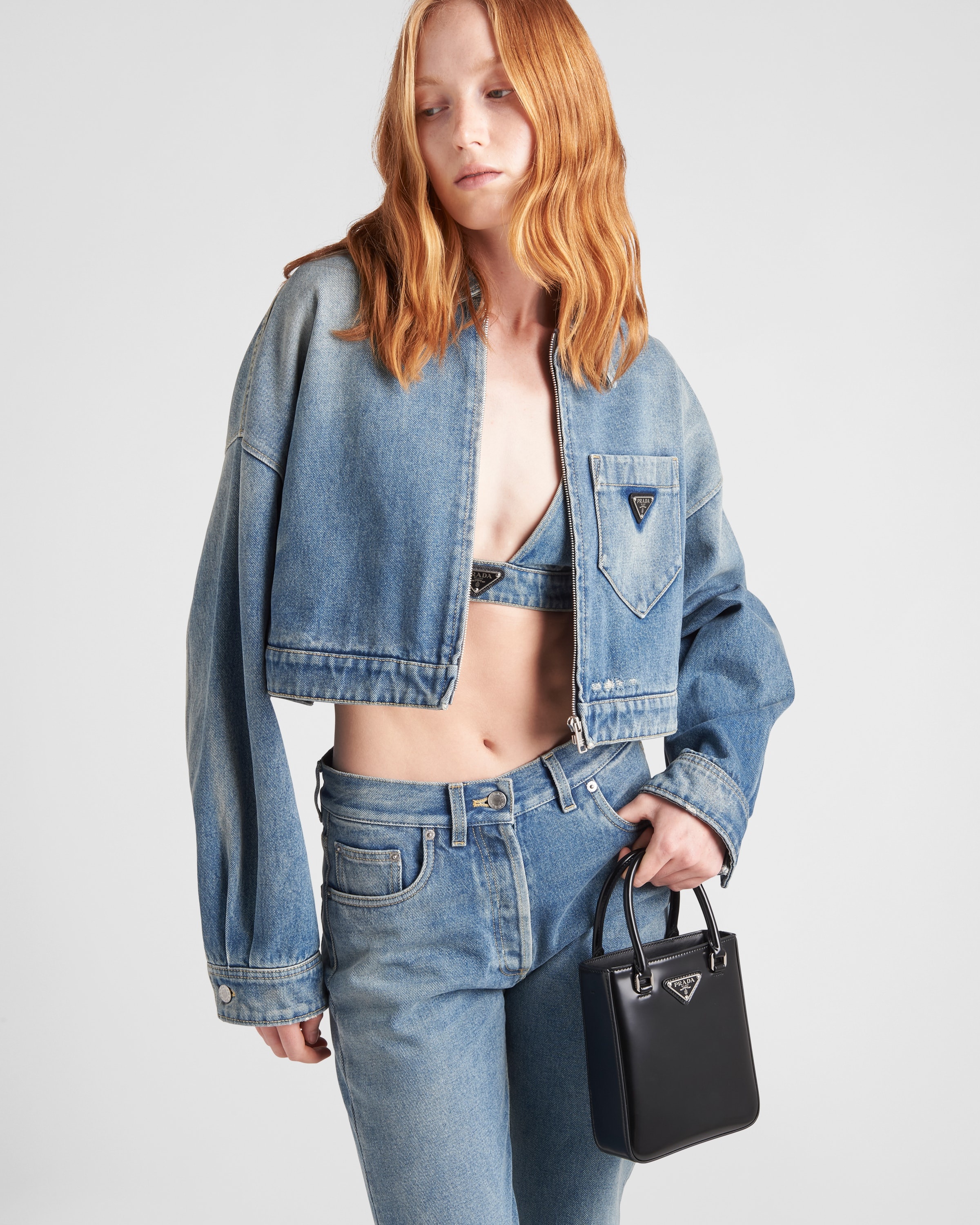 Cropped organic denim jacket - 3