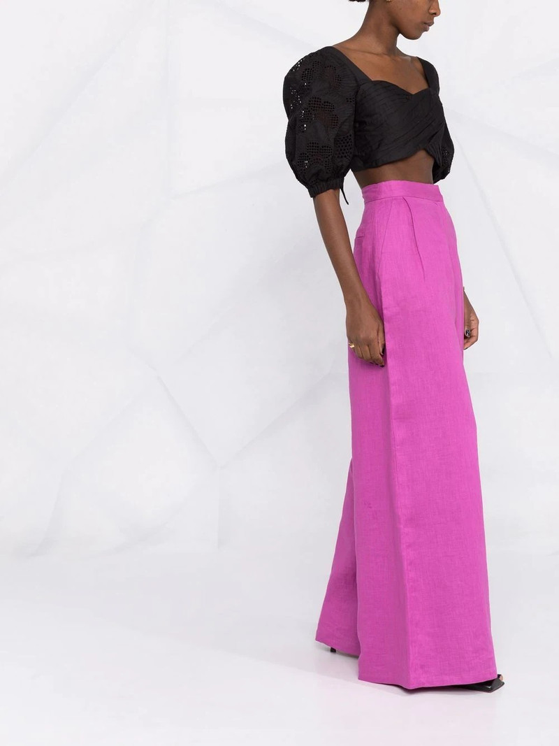 lace puff-sleeves crossover cropped top 4