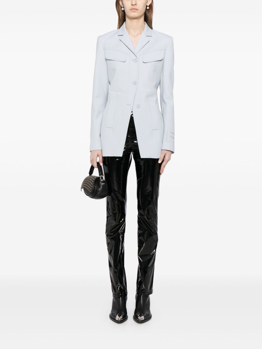 logo-embroidered tailored blazer - 2