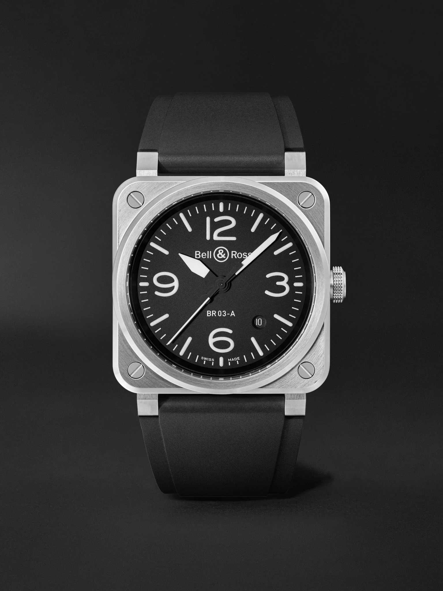 BR 03 Automatic Stainless Steel Watch, Ref. BR03A-BL-ST/SRB Black - 1