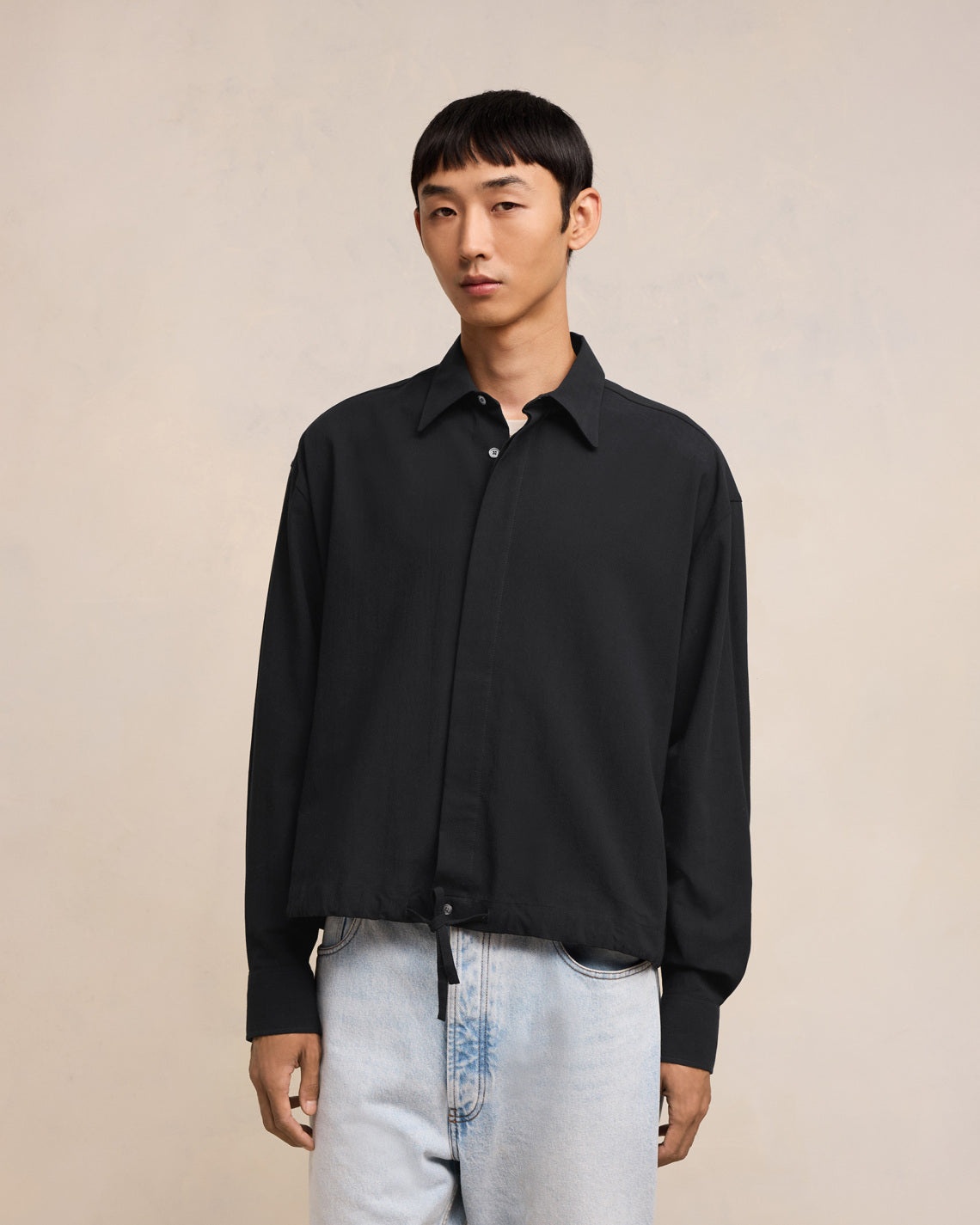 LONG SLEEVE DRAWSTRING SHIRT - 3