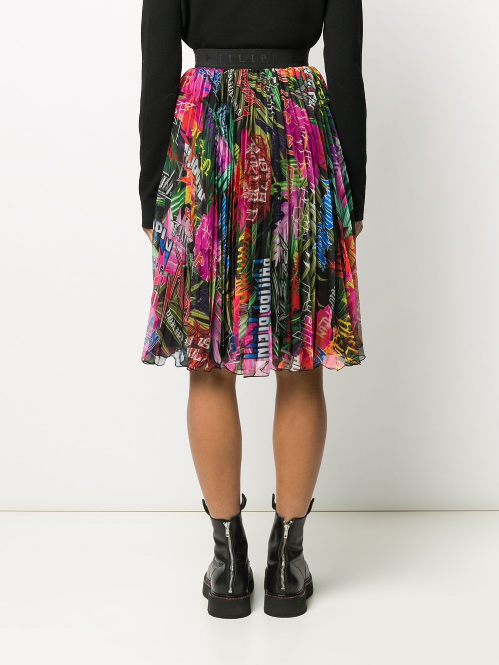 jungle rock print pleated skirt - 4