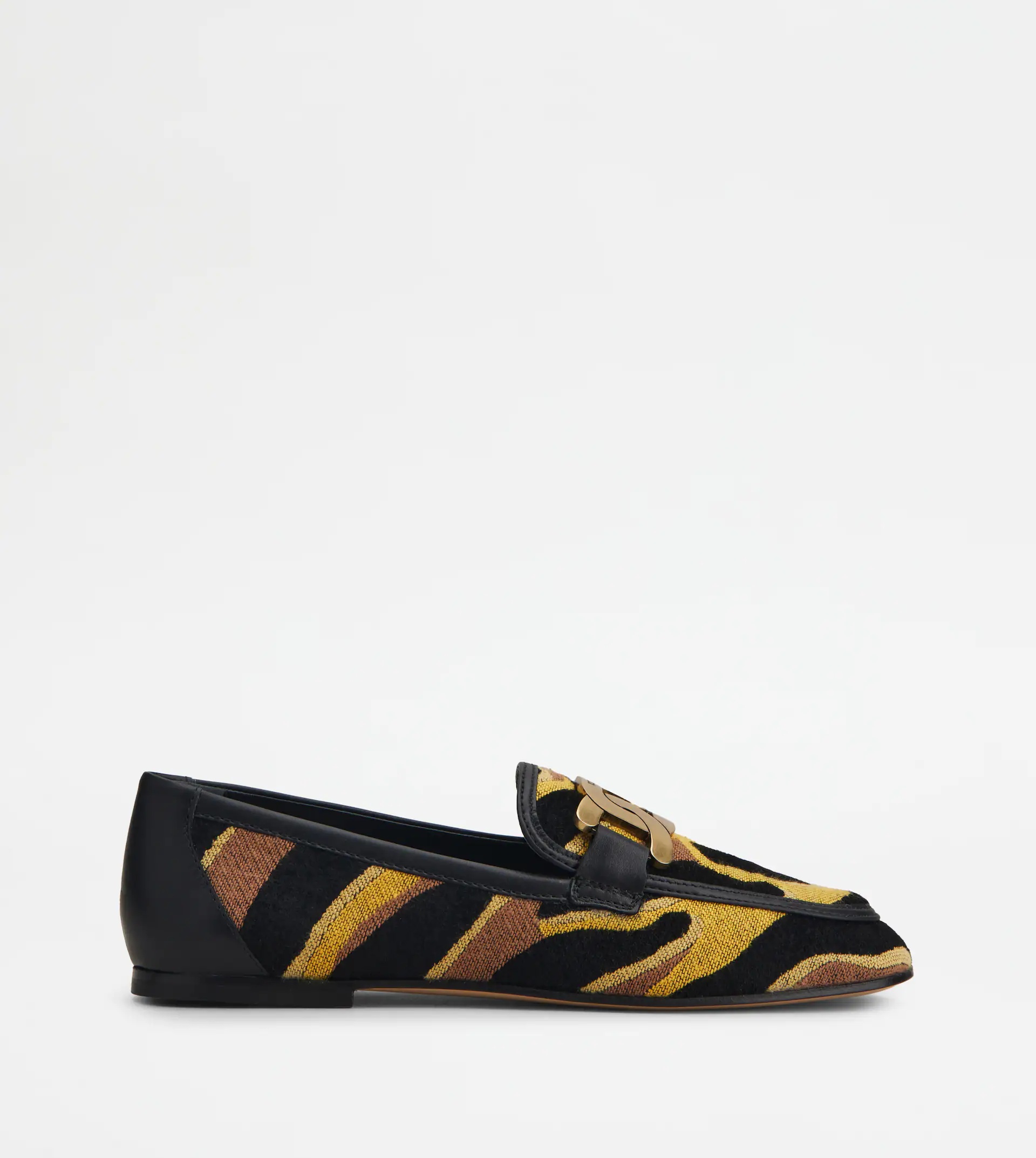 KATE LOAFERS IN FABRIC AND LEATHER - BLACK, YELLOW, BROWN - 1