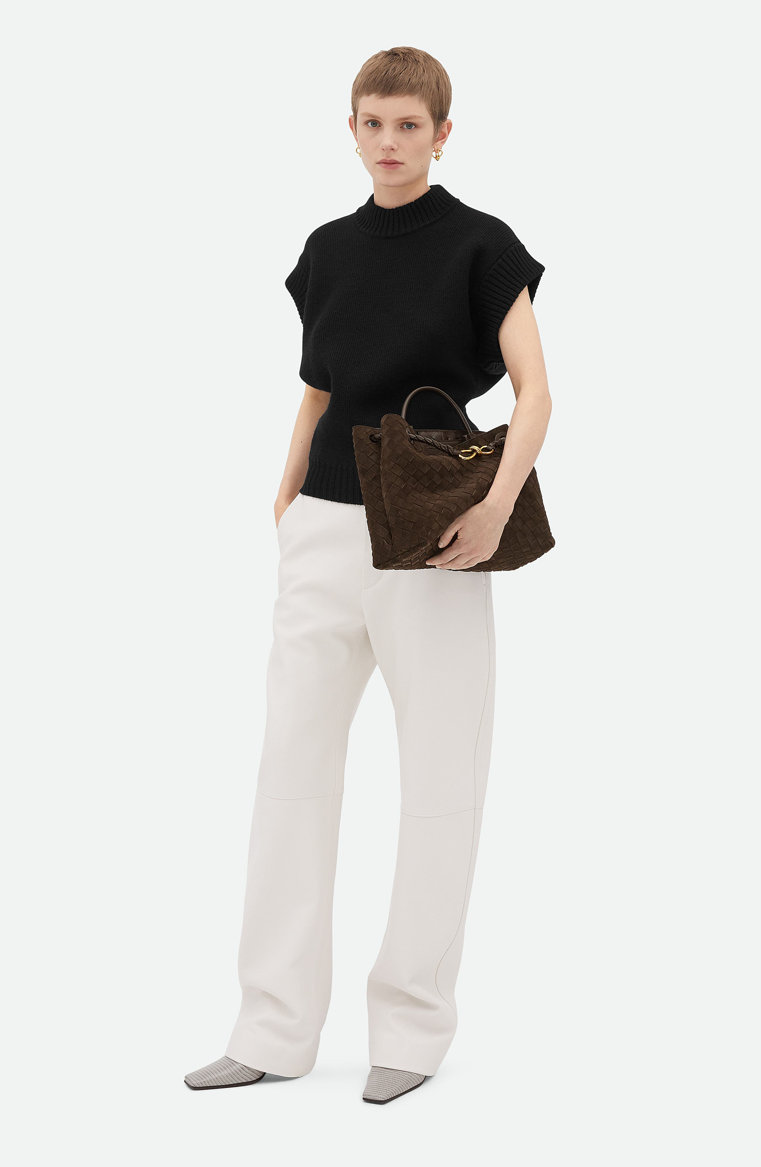 Bottega Veneta Medium Andiamo Intrecciato Suede Shoulder Bag in 2272 Fondant-M Brass-Fond at Nordstr - 2