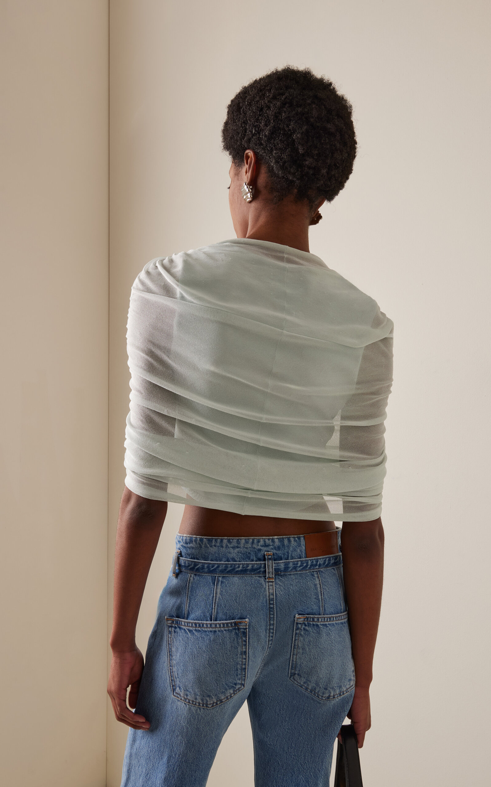 Exclusive Lyra Shirred Knit Top blue - 4