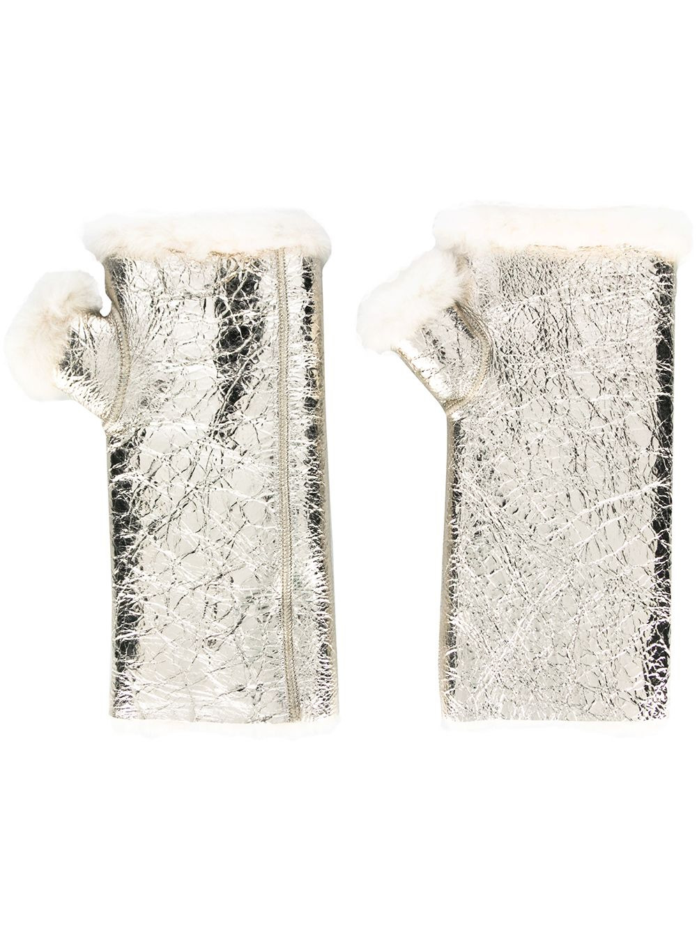 metallic lamb skin gloves - 1