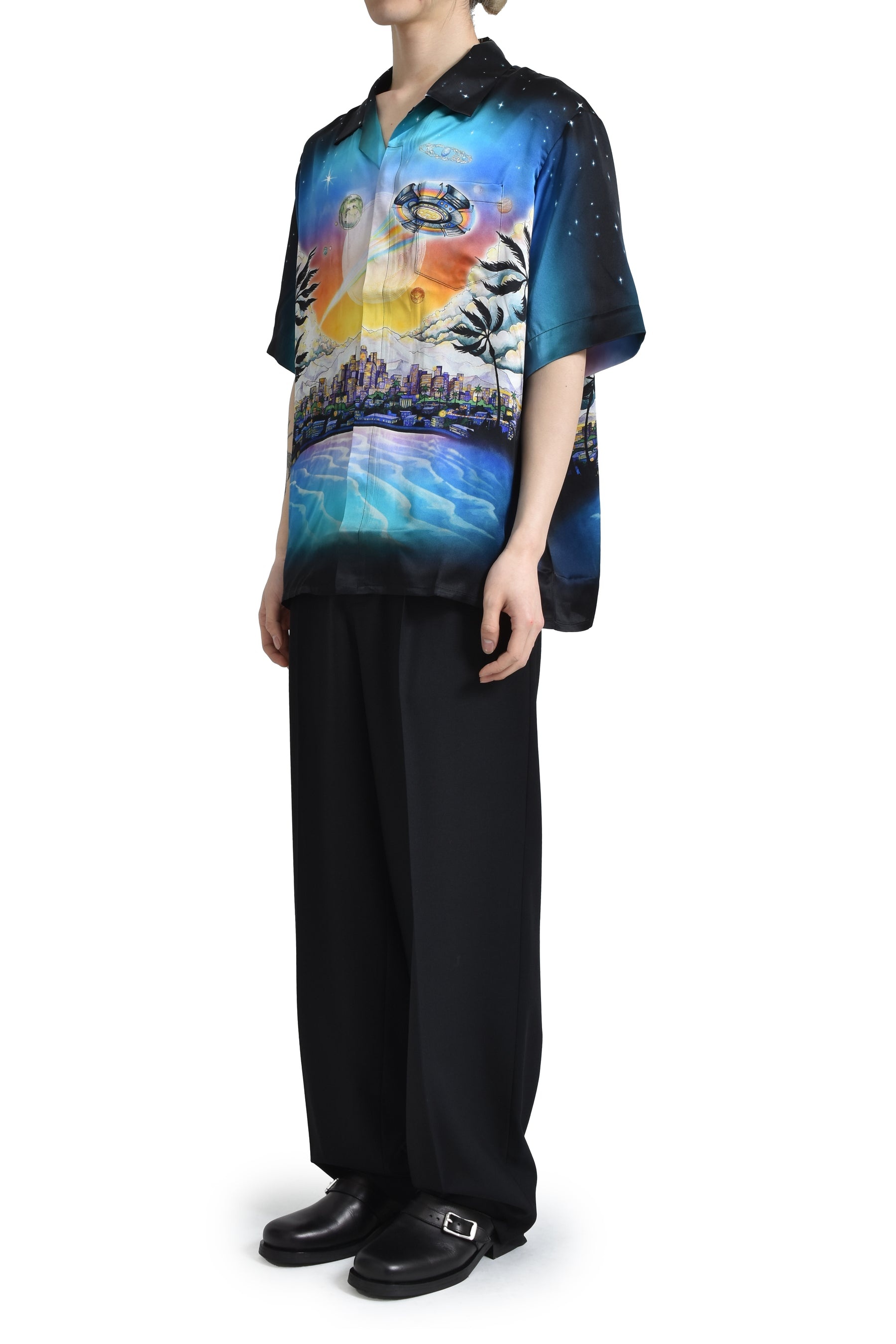 SHORT SLEEVE CUBAN COLLAR SHIRT / BLK - 4