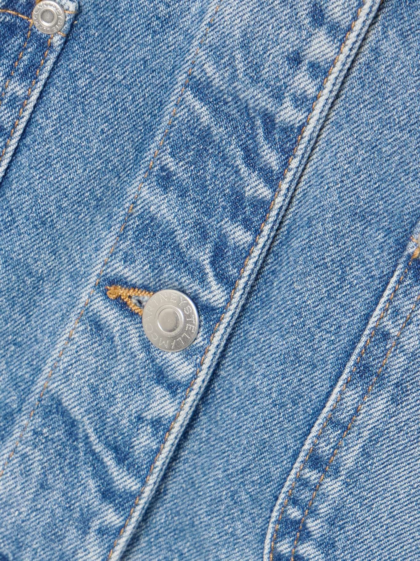 Cropped cotton-corduroy trimmed organic denim jacket Blue - 4