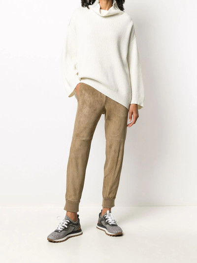 Brunello Cucinelli suede effect track pants outlook