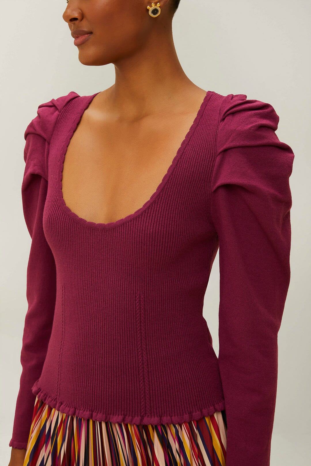 Burgundy Knit Corset Top - 2